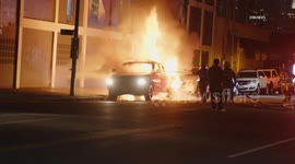 US, Los Angeles: Historic South Central Truck Engulfed In Flames
