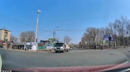 Line of fire as minibus demolished by firefighters' truck