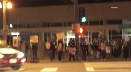 US, Los Angeles: Riverside Hands Off Protest Downtown