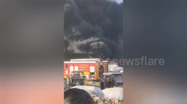 Fire rips through wooden huts in village in India