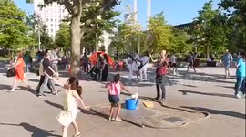 Kids enjoying bubbles in heatwave