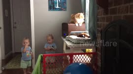 Twins dancing to Record Player