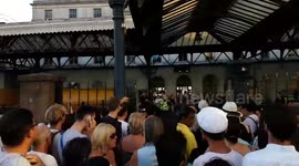 People blocked at Brighton station entrance