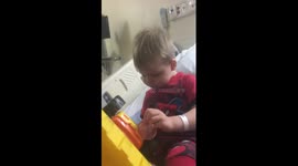 Drowsy toddler loses the plot after being given medicine before surgery