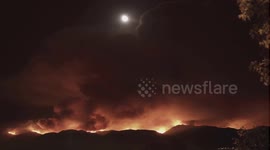 Time-lapse of large wildfire in Los Angeles County
