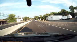 Motorcyclist gets hit by car