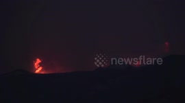 Unbeliveable 200-foot-high+ flames on mountain (300mm zoom) at