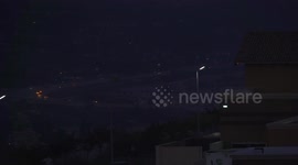 Many emergency vehicles moving north on closed 14 freeway at
