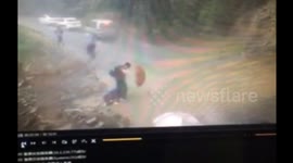 University student is hit by stone because of landslide