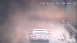 Mudslide hits car