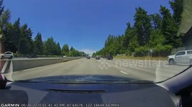 Rear Ended Sedan Collides With Two Other Cars and Wall