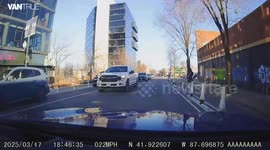 Electric Scooter Swerves Into Traffic