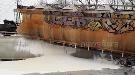 Train derails in Indianapolis spilling corn starch across tracks