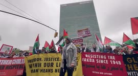 US: Pro-Palestinian protest at New York's Grand Central Terminal