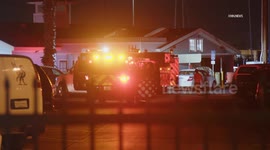 US, Los Angeles: Wilmington Apparent Boat Fire At California Yacht Marina