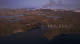 Aerial video of Wild Fires burning Across the Cambrian Mountains in Mid Wales