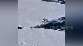 Reckless anglers stuck on giant ice floes with their cars