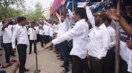 All Assam Minority Students Union(AMSU) staging a protest against the passage of the Waqf (Amendment) Bill