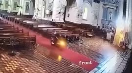 Man rides motorcycle into Taal Basilica and sits on priest’s chair in Batangas, Philippines
