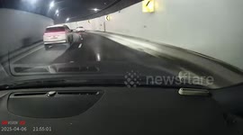 Car crashes into tunnel wall in Chongqing, China