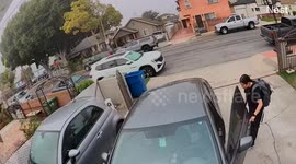 LA woman going to work opens car doors to find random person sleeping inside