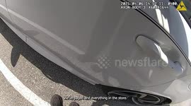 Police officer breaks window; rescues dog locked in car in Florida USA