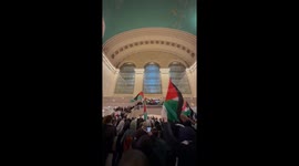 Grand Central Terminal shut down by pro-Palestinian protest in New York, USA