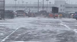 Rare snowstorm in spring hits Rochester Airport in New York