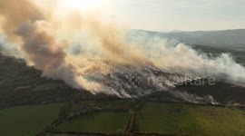Huge Gorse Fire Outbreak Yet Again - Day Three Of Deliberate Wild Fires In the UK - Drone footage