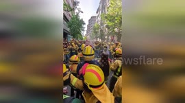 Firefighters protest in Madrid over work conditions