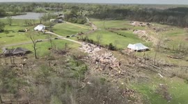 Aerial footage shows storm damage in Tate County, Mississippi