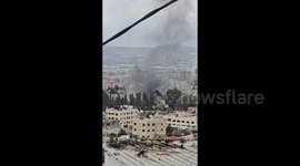 A fire just broke out outside Tawalba Mosque on the outskirts of the Jenin refugee camp, north of the West Bank