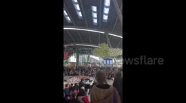 Netherlands: Dozens of activists staged a sit-in at Utrecht Central Station in the Netherlands in support of Palestine