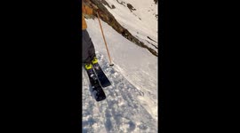 Skier Full Send Tumbles Down Rocky Slope