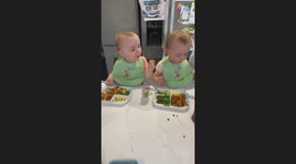 Twin Sister Stealing her sisters food and being caught in the act