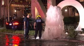 US, Los Angeles: North Hollywood Vehicle Shears Hydrant Outside NOHO West Shopping Center