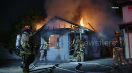 US, Los Angeles: South Park Structure Fire