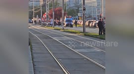 Pro Russian rally rolls through Vienna as Ukraine ceasefire nears