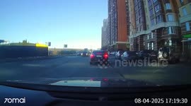 Rider on electric scooter slams into Mercedes turning into side street