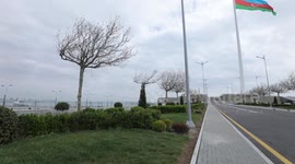 Azerbaijan: Square of the Azerbaijani flag on the boulevard