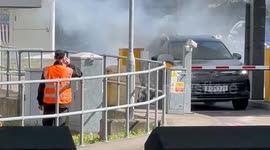 Dramatic moment car erupts into flames at Gatwick Airport