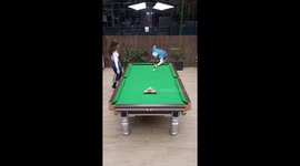 Guy Wins Billiards Game in Two Shots