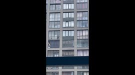 Cat rescued after getting stuck on 21st-floor windowsill in Yekaterinburg, Russia