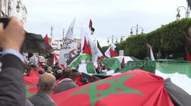 Morocco: Thousands march in rainy Rabat to protest Israeli assault on Gaza