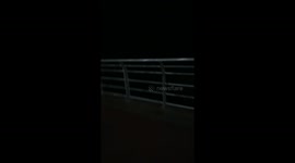Biker gets surprised by sudden wave splash in Comodoro Rivadavia, Argentina