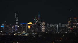 US: Pink Moon rises in New York City