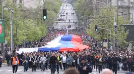 Serbia: Thousands of supporters of Serbian President Vucic gather in Belgrade ahead of major rally