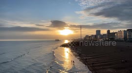 Brighton beach at sunset west pier tourism