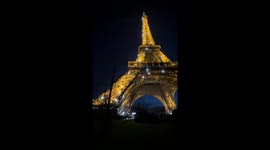 Paris France Eiffel Tower at night flashing lights