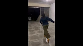 Person struggles to walk against strong wind in Sichuan